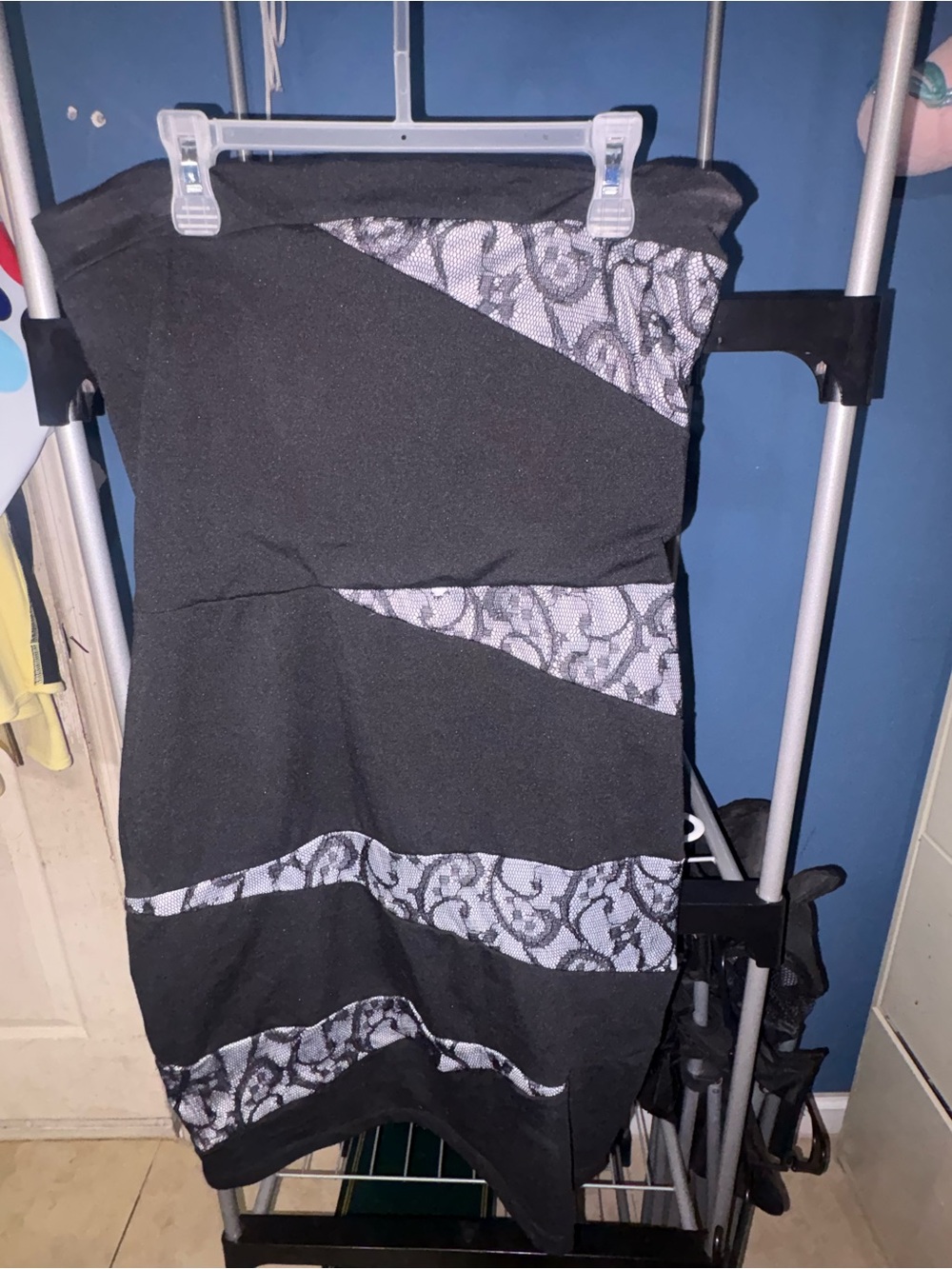 Black Lace-Insert Pencil dress